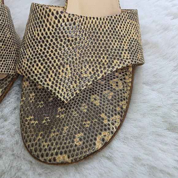 Jimmy Choo Snakeskin Animal Print Heels Open Toe Slide On Sandals - Picture 5 of 16
